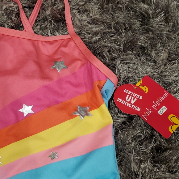 NWT Cute! Girl's Pink Platinum Swimsuit size 5/6 - Picture 3 of 5